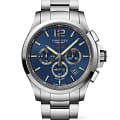 Longines Longines Conquest V.H.P. L3.727.4.96.6  L37274966 кварцевые мужские часы синий циферблат, браслет нержавеющая сталь — вид спереди